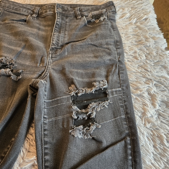 American Eagle Next Level Stretch Hi Rise Jeggings 12 R Black - Picture 7 of 16